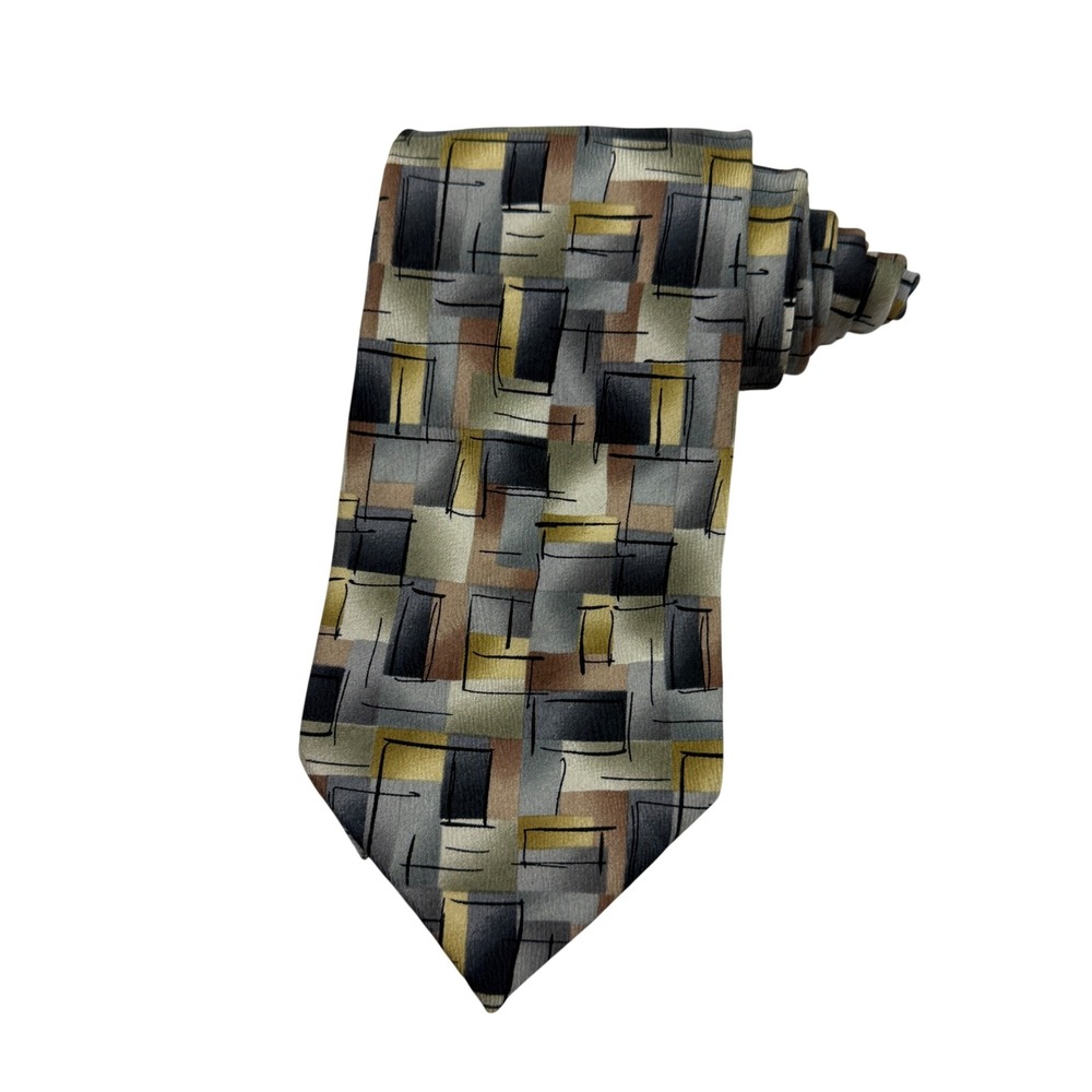 J. Garcia Silk Tie Mens One Size Multi Color Abstract Geometric Art Pattern